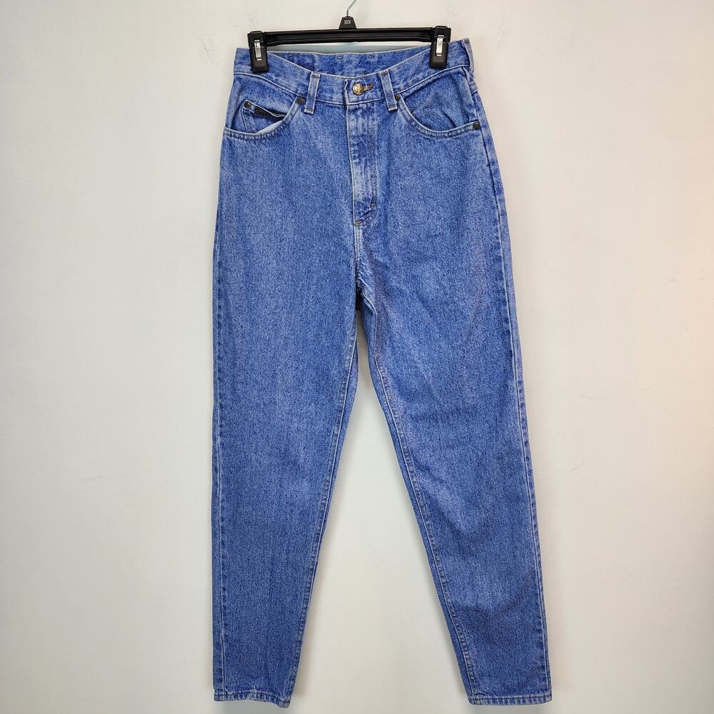 Vtg Riders Womens High Waist Mom Jeans Size 26x33 Long Light Wash Taper USA 90s